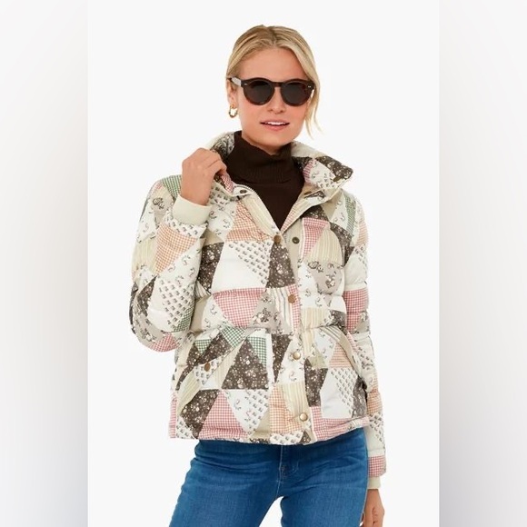 Tuckernuck Quilted Floral Ditsy Patchwork Down Puffer Jacket Women’s Medium - Picture 2 of 9